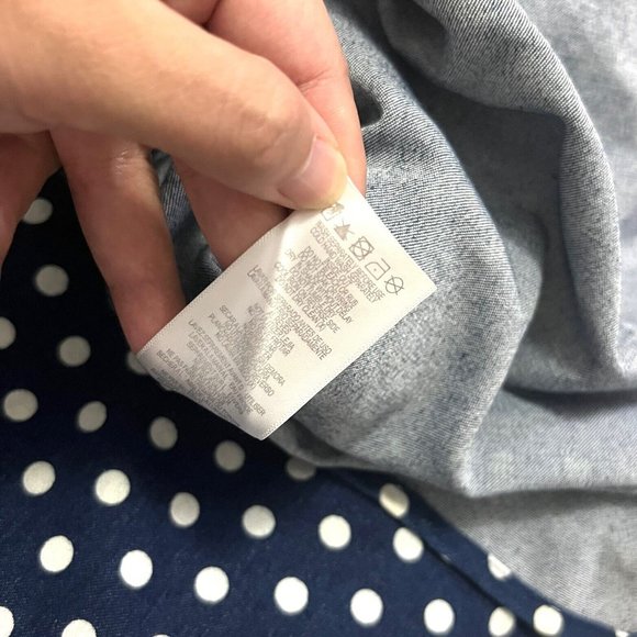 City Chic Polkadot Navy Denim Button A-line Dress Sleeveless Plus Size Small 16 - Picture 7 of 7